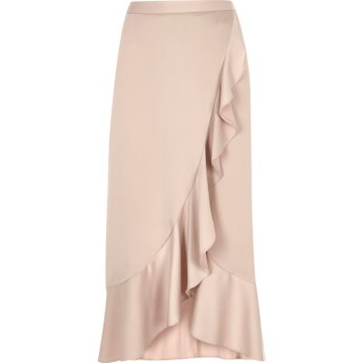 Light pink ruffle maxi skirt